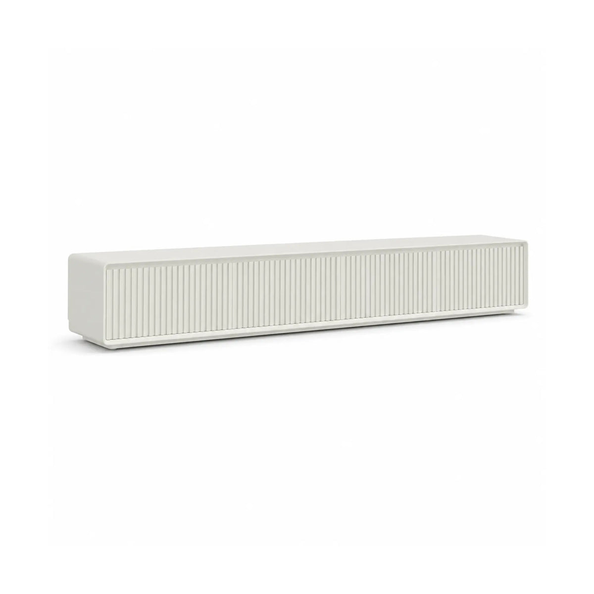 LUXORA Modern Fluted TV Cabinet - 180/200cm Low-Profile Entertainment Unit with Vertical Grooved Doors & Concealed Storage - White