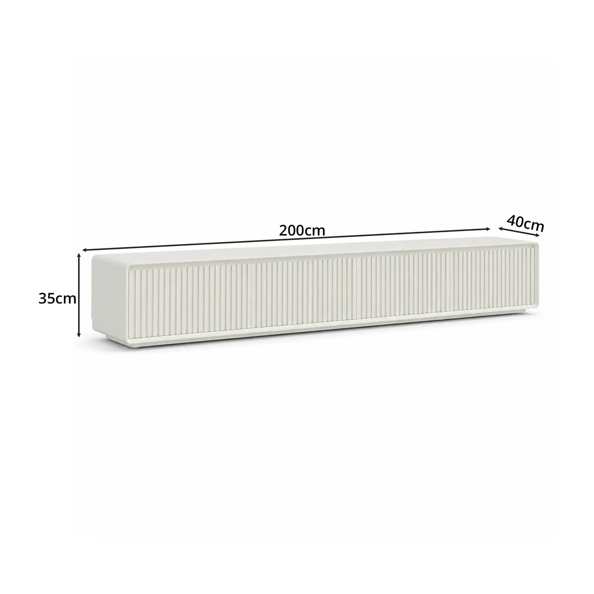 LUXORA Modern Fluted TV Cabinet - 180/200cm Low-Profile Entertainment Unit with Vertical Grooved Doors & Concealed Storage - White