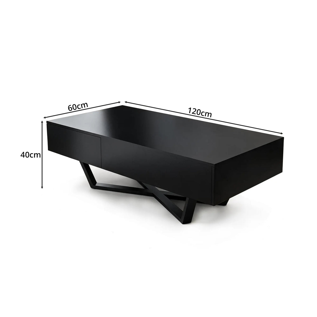 LIVARA Nordic Lift-Top Coffee Table - 120cm Modern Storage Table with Hidden Compartment & X-Shaped Metal Legs for Living Room - Black