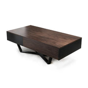 LIVARA Nordic Lift-Top Coffee Table - 120cm Modern Storage Table with Hidden Compartment & X-Shaped Metal Legs for Living Room - Walnut & Black