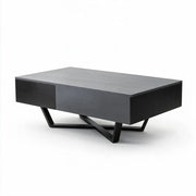 LIVARA Nordic Lift-Top Coffee Table - 120cm Modern Storage Table with Hidden Compartment & X-Shaped Metal Legs for Living Room - Grey & Black