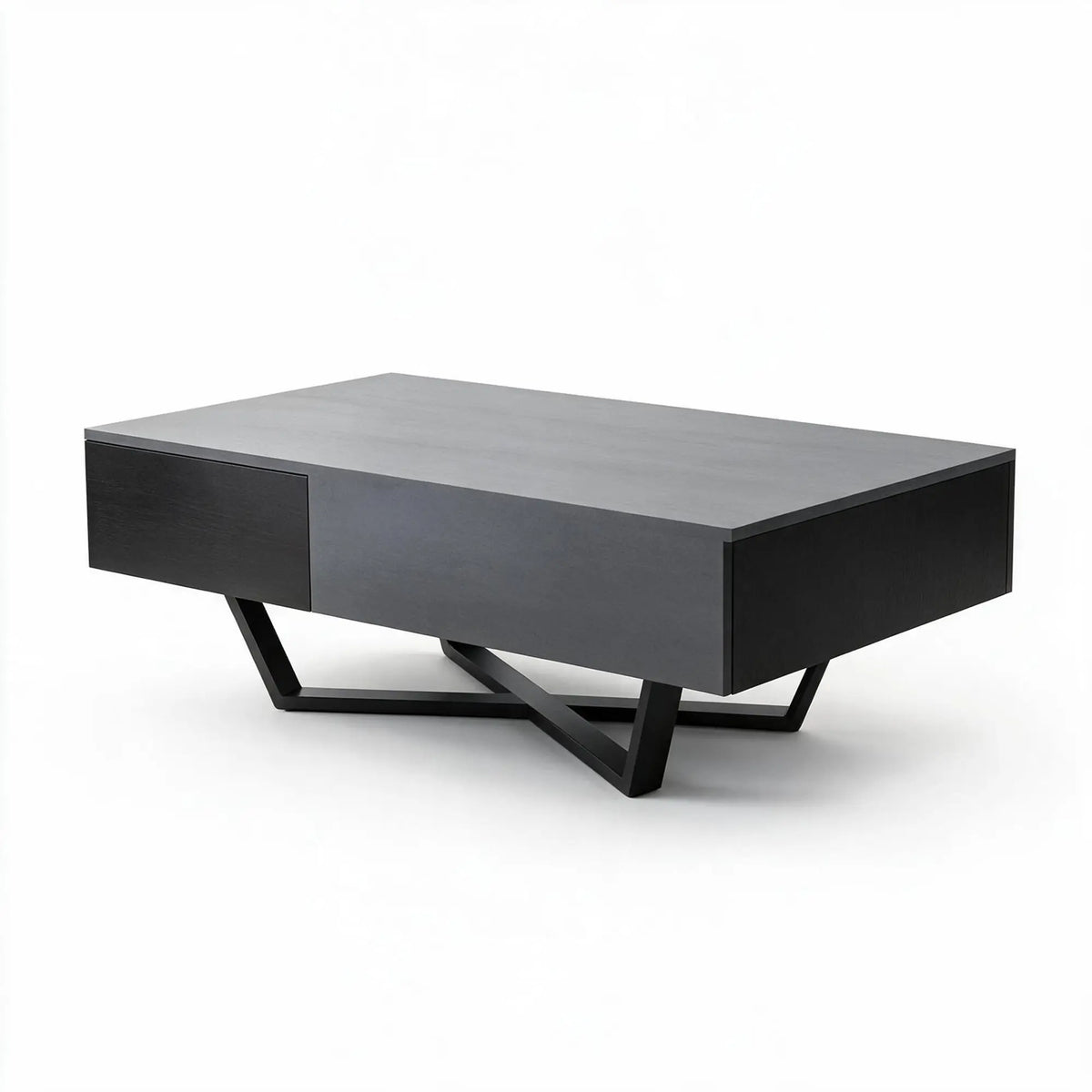 LIVARA Nordic Lift-Top Coffee Table - 120cm Modern Storage Table with Hidden Compartment & X-Shaped Metal Legs for Living Room - Grey & Black