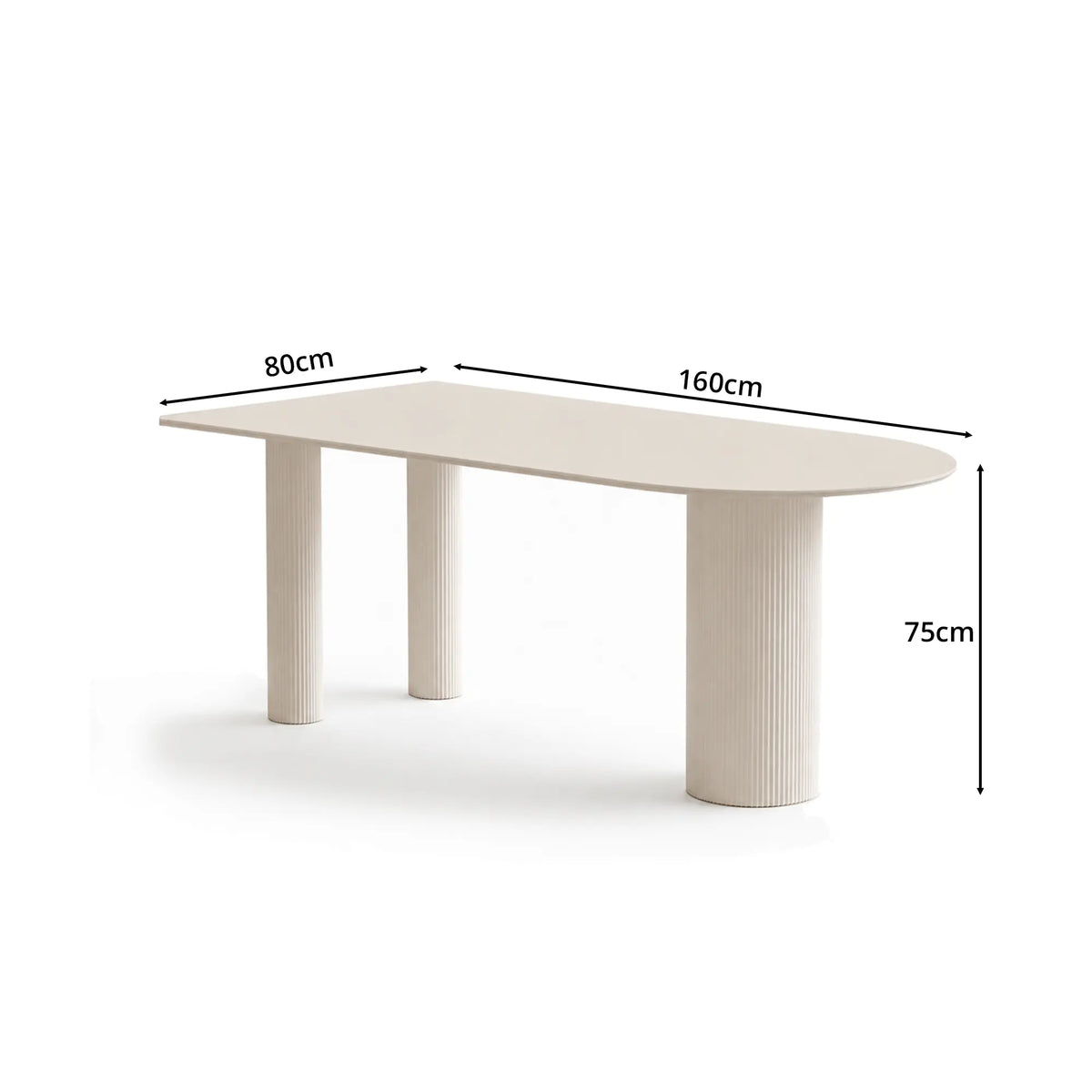LIVARA Sintered Stone Dining Table Matte Top Roman Column Base Carbon Steel Support for Dining Room Kitchen Family Gathering - White
