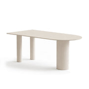 LIVARA Sintered Stone Dining Table Matte Top Roman Column Base Carbon Steel Support for Dining Room Kitchen Family Gathering - White