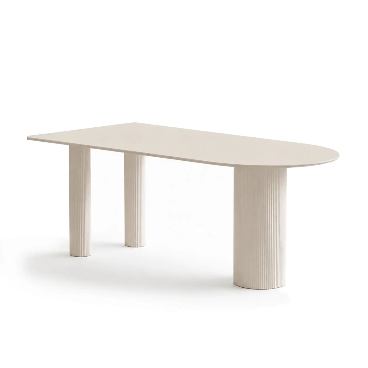 LIVARA Sintered Stone Dining Table Matte Top Roman Column Base Carbon Steel Support for Dining Room Kitchen Family Gathering - White