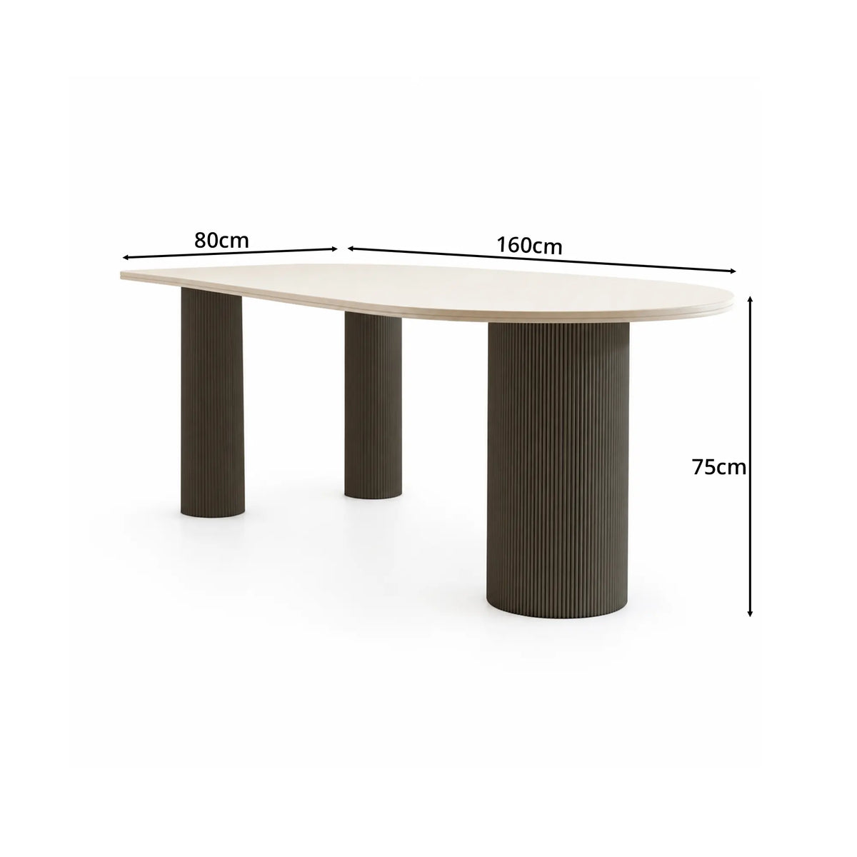 LIVARA Sintered Stone Dining Table Matte Top Roman Column Base Carbon Steel Support for Dining Room Kitchen Family Gathering - White & Black
