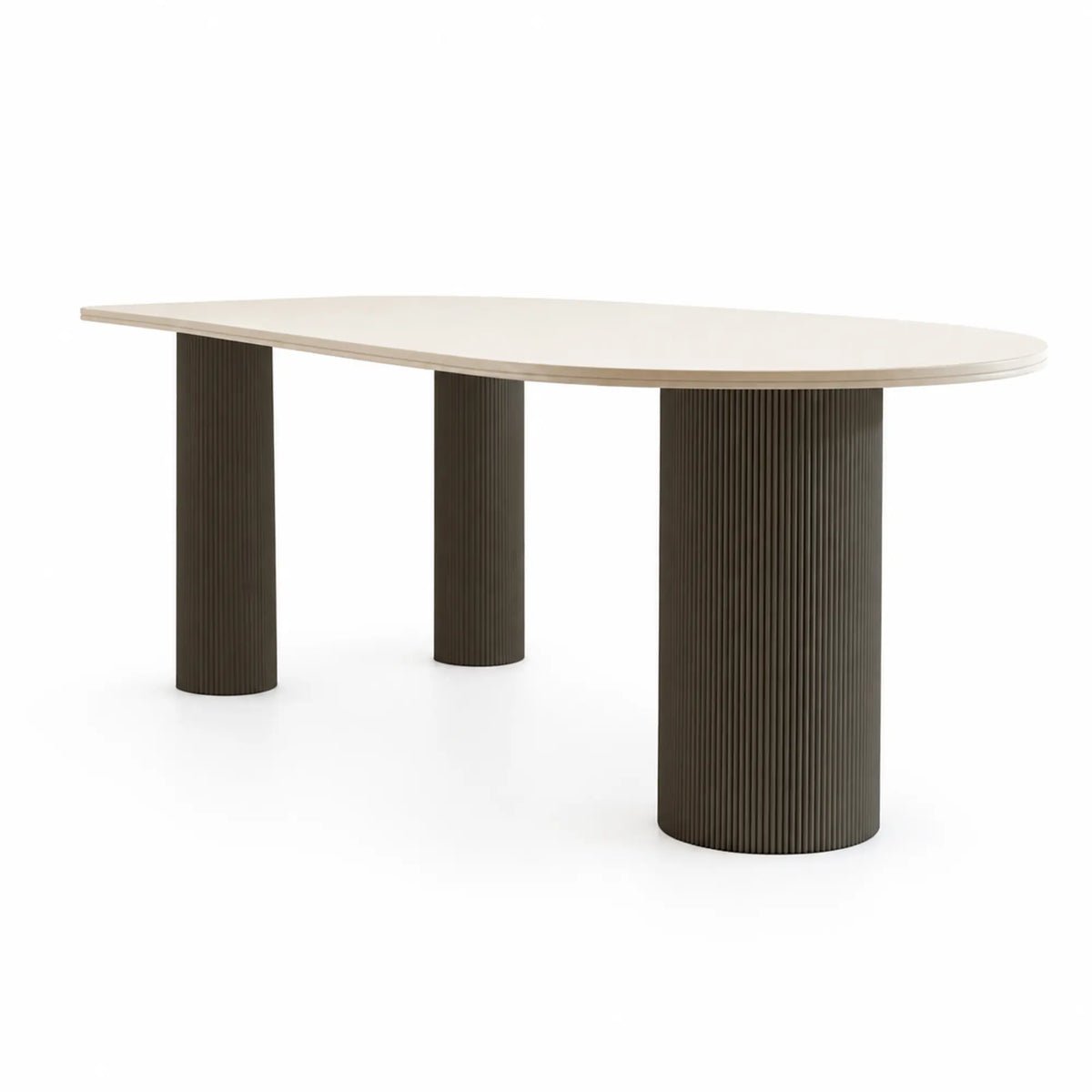 LIVARA Sintered Stone Dining Table Matte Top Roman Column Base Carbon Steel Support for Dining Room Kitchen Family Gathering - White & Black