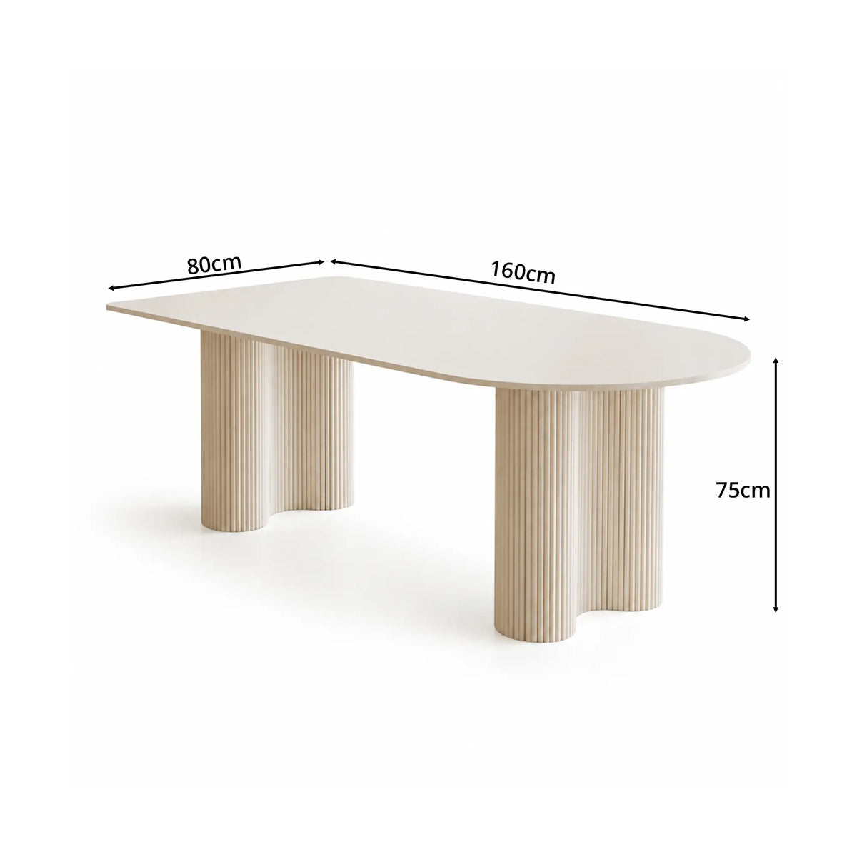 LIVARA Modern Dining Table Cream White Sintered Stone Top Rounded Corners Stable Frame for Dining Room Apartment Home - White
