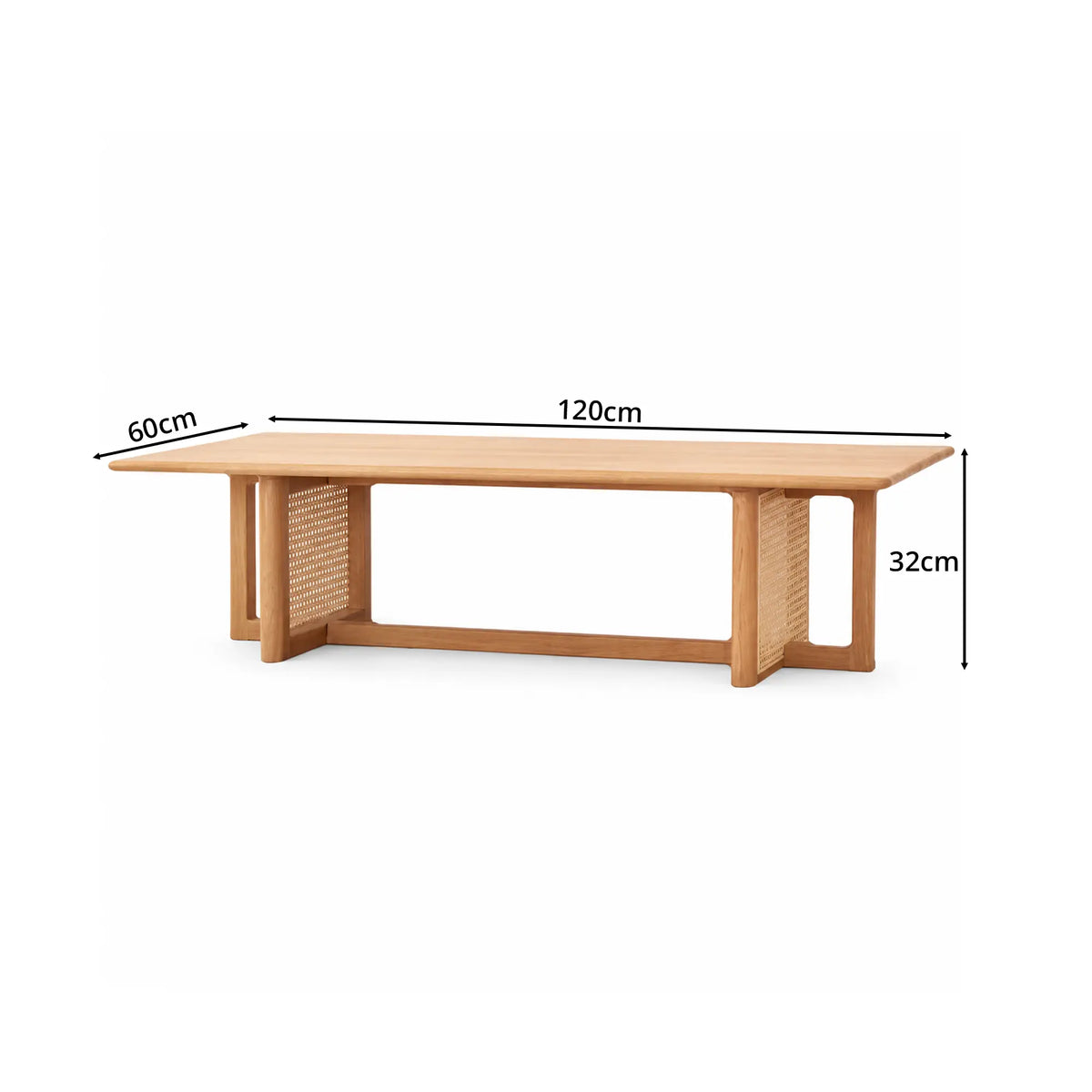 LIVARA Red Oak Rattan Coffee Table FAS Grade Solid Wood Handwoven Natural Rattan for Living Room Lounge Reception Area