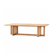 LIVARA Red Oak Rattan Coffee Table FAS Grade Solid Wood Handwoven Natural Rattan for Living Room Lounge Reception Area