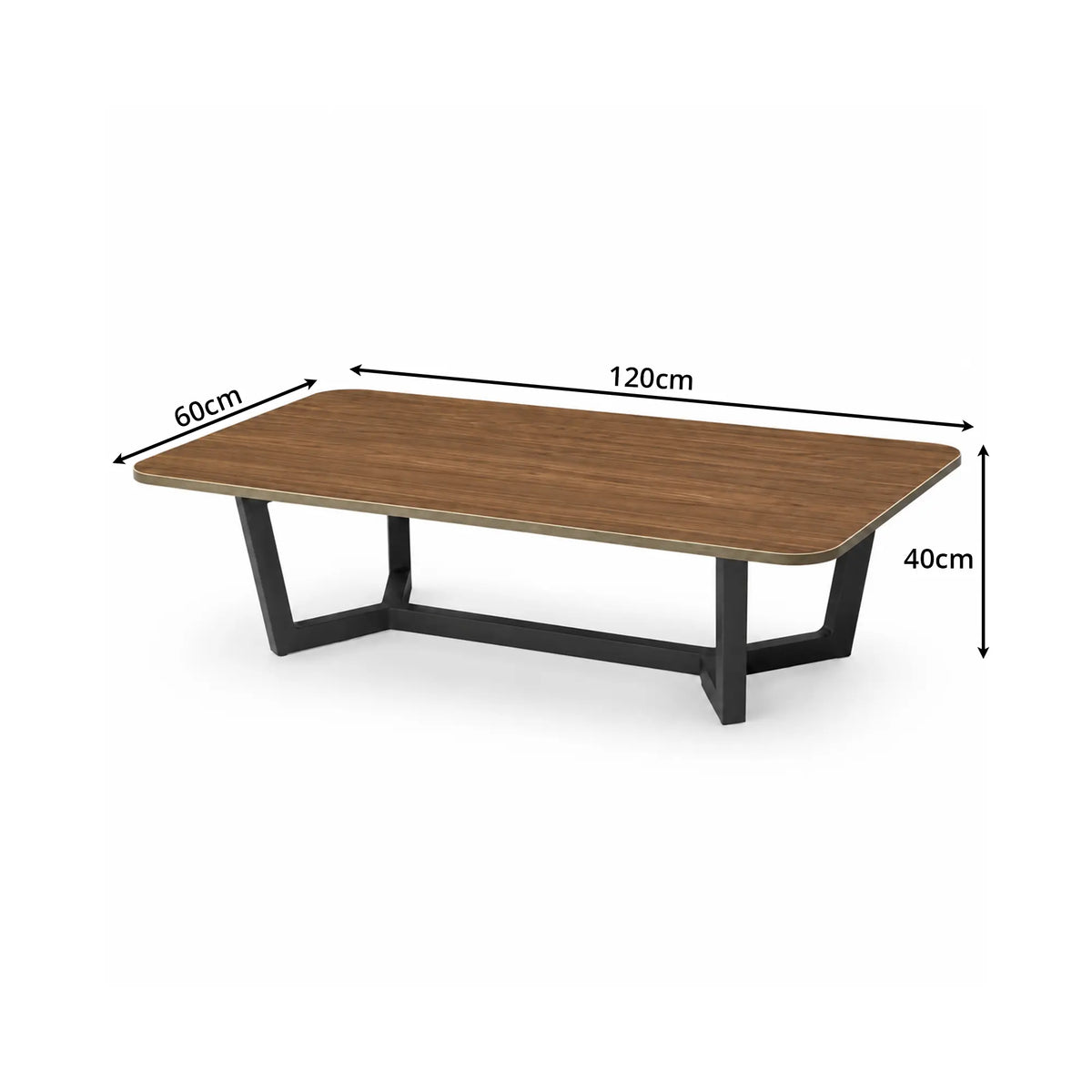 LIVARA Sintered Stone Coffee Table Wood Grain Top Carbon Steel Frame Fully Assembled for Living Room Sofa Area Lounge - Walnut