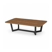 LIVARA Sintered Stone Coffee Table Wood Grain Top Carbon Steel Frame Fully Assembled for Living Room Sofa Area Lounge - Walnut