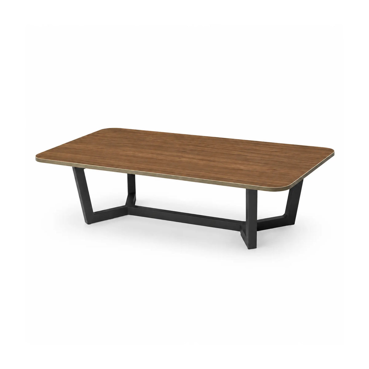 LIVARA Sintered Stone Coffee Table Wood Grain Top Carbon Steel Frame Fully Assembled for Living Room Sofa Area Lounge - Walnut