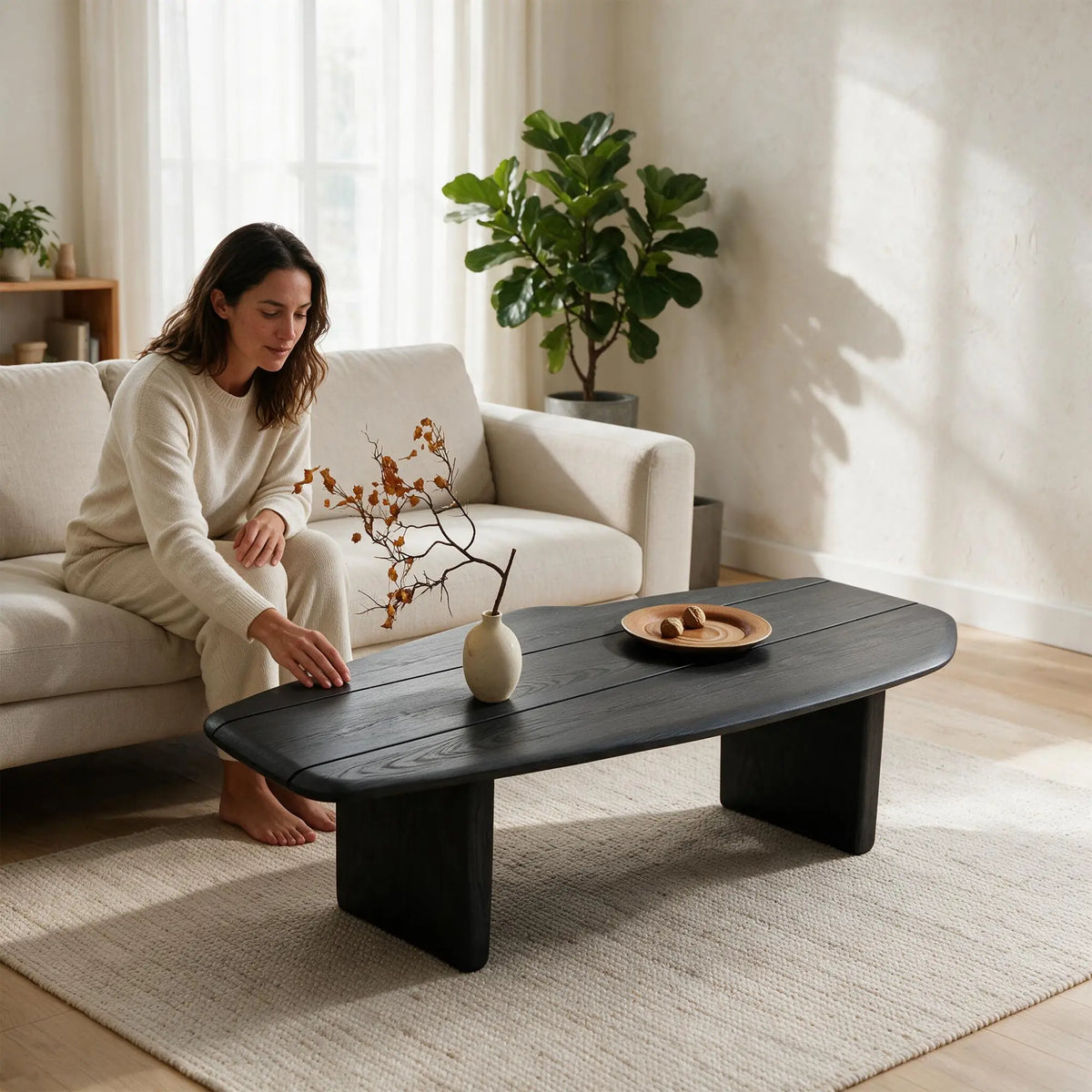 LIVARA Italian Minimalist Dining Table Geometric Frame Base Spacious Tabletop for Dining Room Open Dining Area Home Office - Black
