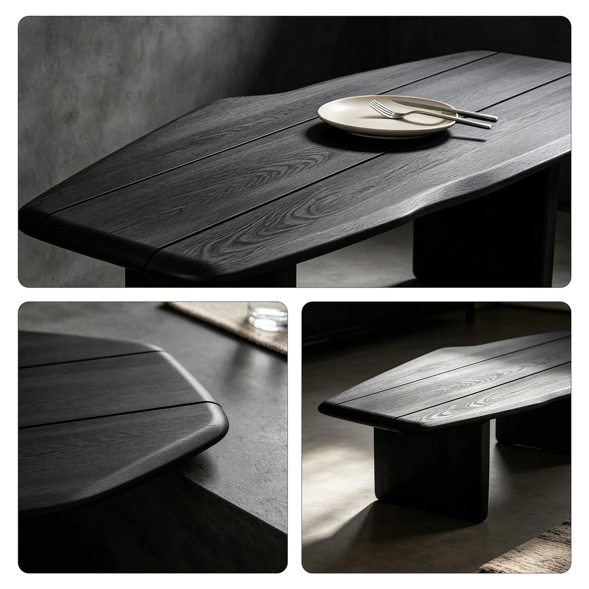 LIVARA Italian Minimalist Dining Table Geometric Frame Base Spacious Tabletop for Dining Room Open Dining Area Home Office - Black