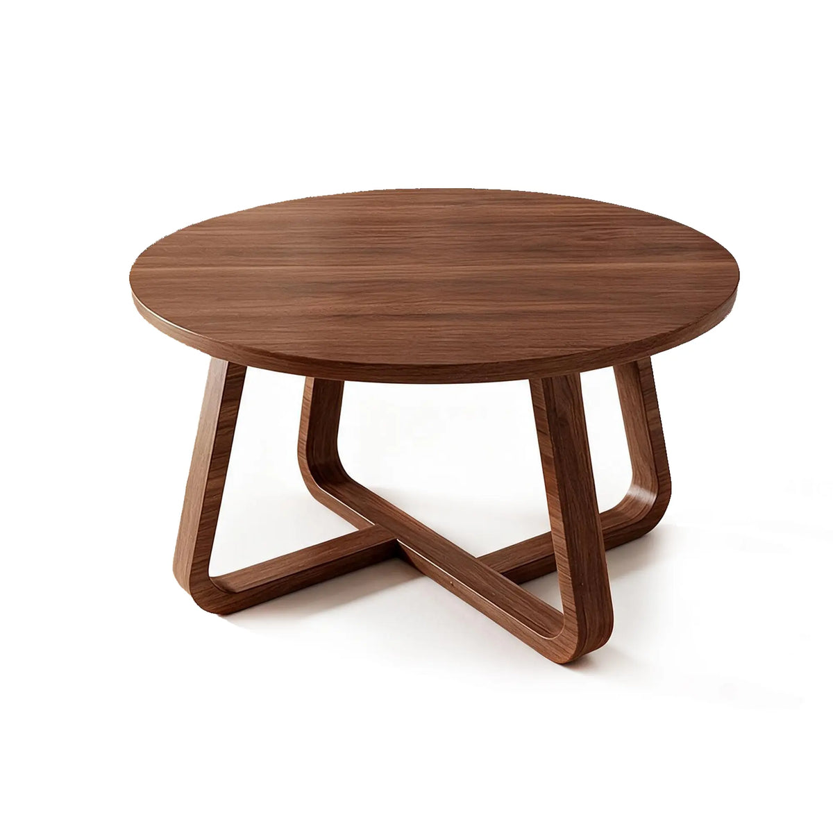 LIVARA Round Sintered Stone Coffee Table 9mm Thick Top Solid Wood Body Rounded Edges for Living Room Sofa Area Lounge - Walnut