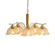 LIVARA Vintage Chandelier 5-Light Crackle Glass Shade E27 6W Warm Light Rubber Wood Frame Elegant Design for Dining Room Living Room Bedroom