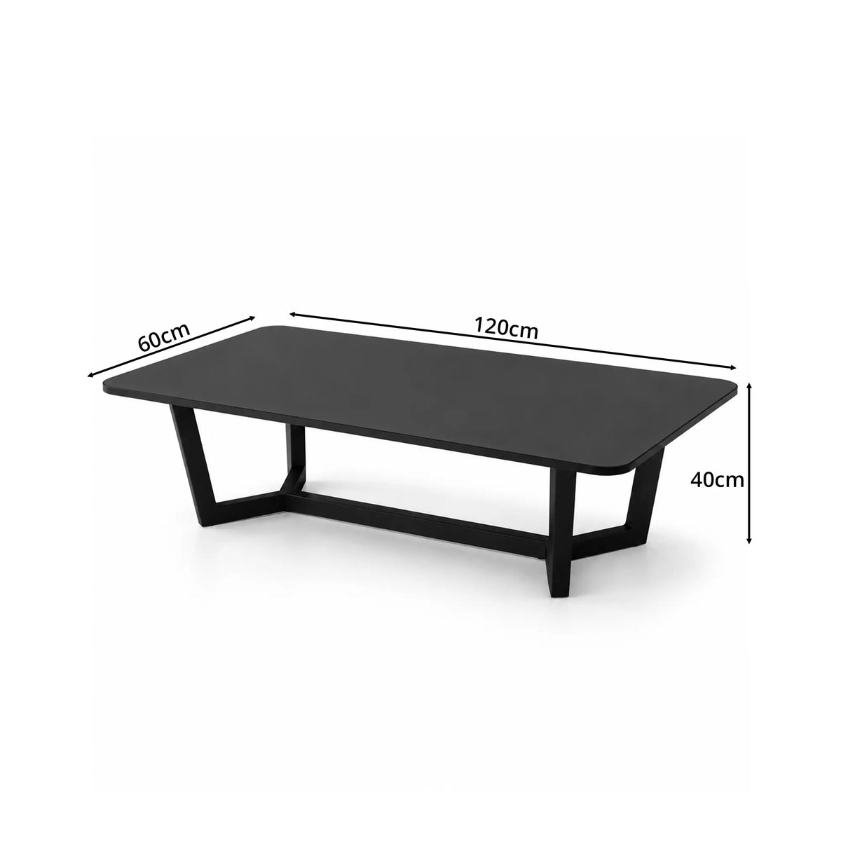 LIVARA Sintered Stone Coffee Table Wood Grain Top Carbon Steel Frame Fully Assembled for Living Room Sofa Area Lounge - Black