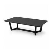 LIVARA Sintered Stone Coffee Table Wood Grain Top Carbon Steel Frame Fully Assembled for Living Room Sofa Area Lounge - Black