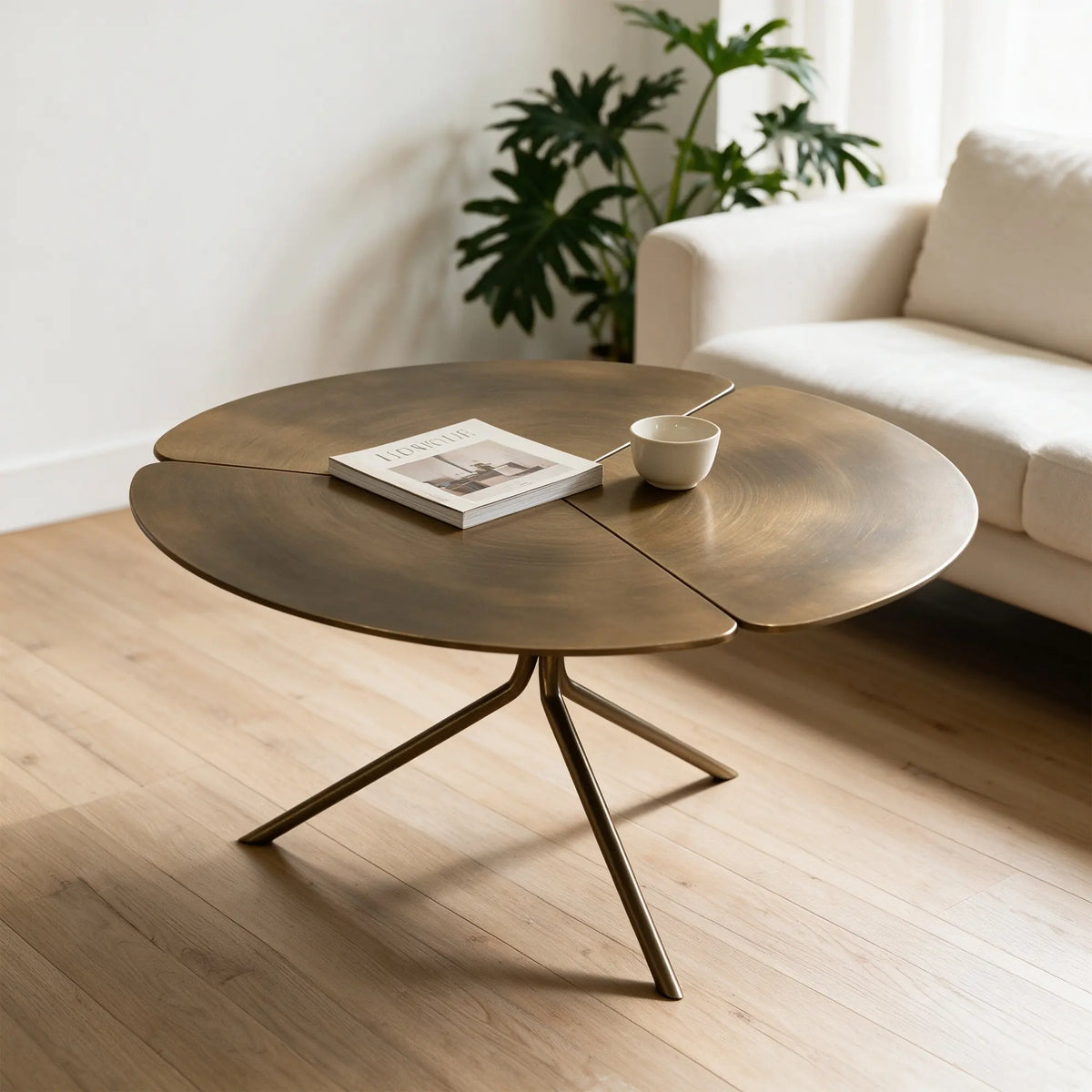 LIVARA Lotus Leaf Coffee Table Italian Minimalist Design Rounded Edges Compact Shape for Living Room Lounge Reception Area