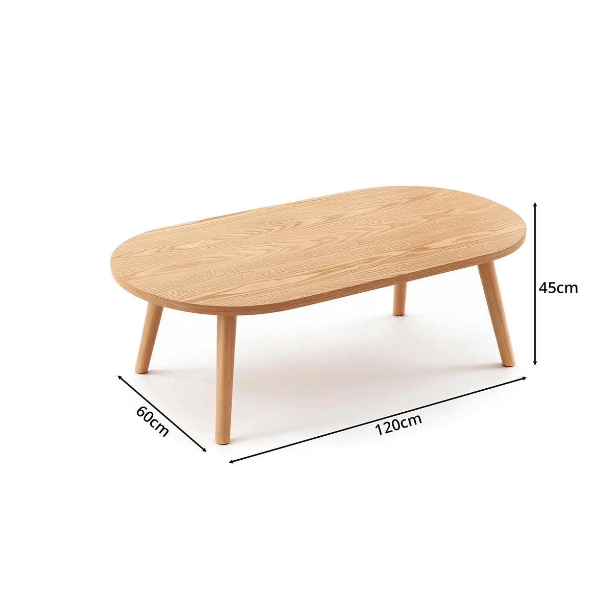 LIVARA Nordic Oval Sintered Stone Coffee Table Solid Wood Legs Curved Edges Stable Support for Living Room Sofa Area Lounge