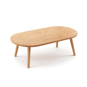 LIVARA Nordic Oval Sintered Stone Coffee Table Solid Wood Legs Curved Edges Stable Support for Living Room Sofa Area Lounge