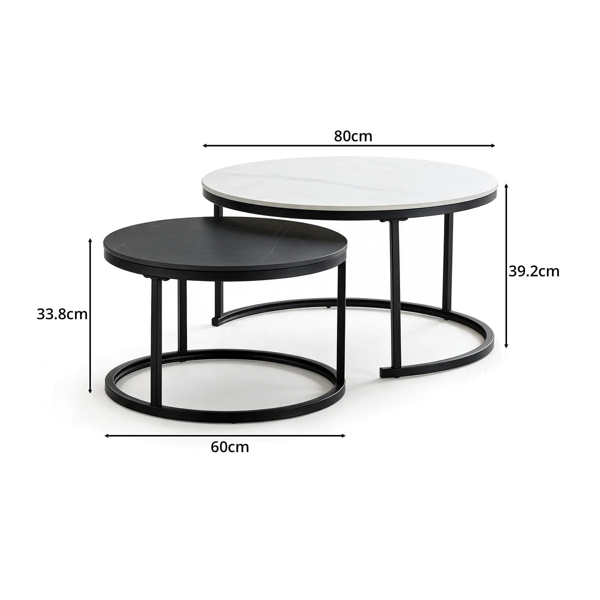 LIVARA Modern Coffee Table Set Extendable Oval Main Table Round Side Table Storage Wheels for Living Room Apartment Lounge