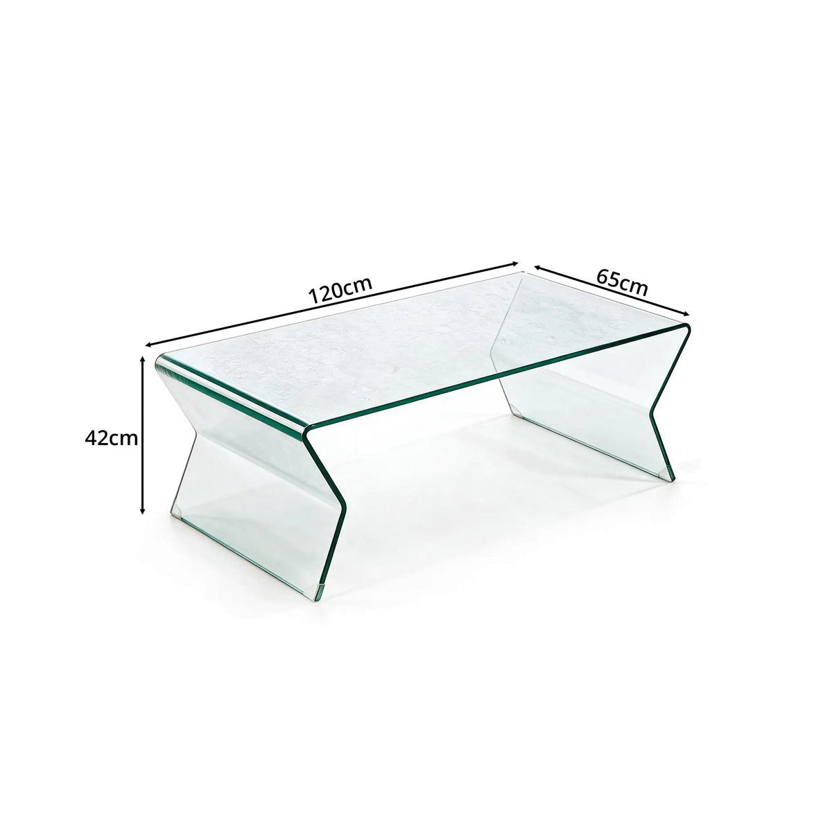 LIVARA Modern Glass Coffee Table 12mm Tempered Glass Integrated Hot Bent Design for Living Room Sofa Area Lounge - White