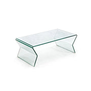 LIVARA Modern Glass Coffee Table 12mm Tempered Glass Integrated Hot Bent Design for Living Room Sofa Area Lounge - White