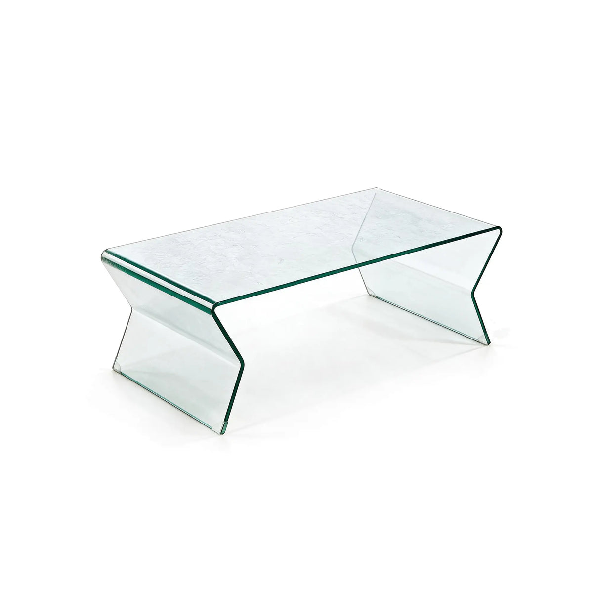 LIVARA Modern Glass Coffee Table 12mm Tempered Glass Integrated Hot Bent Design for Living Room Sofa Area Lounge - White