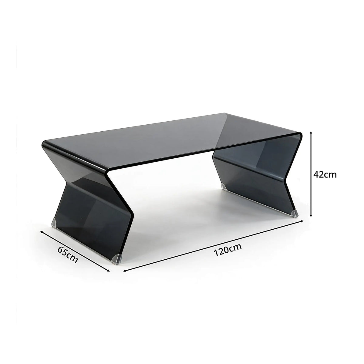 LIVARA Modern Glass Coffee Table 12mm Tempered Glass Integrated Hot Bent Design for Living Room Sofa Area Lounge - Black
