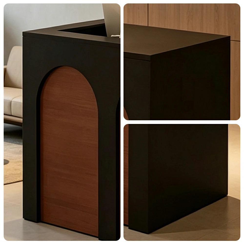 LIVARA 120/180cm French Arch Reception Counter with Lockable Storage for Retail Store and Salon - Black & Walnut, Left Raised Counter