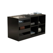 LIVARA 120cm Retail Island Display Counter with Tempered Glass Top and Storage for Boutique & Clothing Store - Black