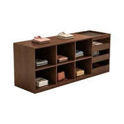 LIVARA 180cm Retail Island Display Counter with Tempered Glass Top and Storage for Boutique & Clothing Store - Walnut