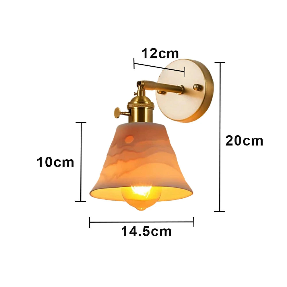 LIVARA Vintage Wall Light 40W Edison Bulb Layered Mountain Design Straight Rod Brass Structure for Bedroom Hallway Living Room