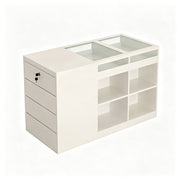LIVARA 120cm Retail Island Display Counter with Tempered Glass Top and Lockable Storage for Boutique & Clothing Store - White