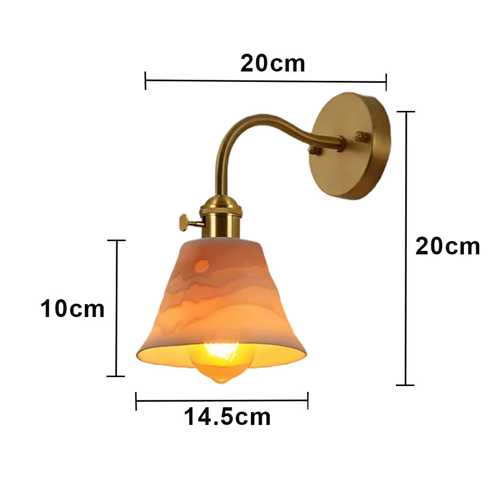 LIVARA Vintage Wall Light 40W Edison Bulb Layered Mountain Design Curved Arm Brass Structure for Bedroom Hallway Living Room