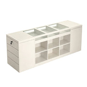 LIVARA 180cm Retail Island Display Counter with Tempered Glass Top and Lockable Storage for Boutique & Clothing Store - White