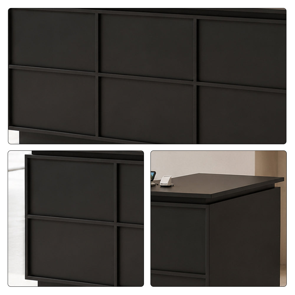 LIVARA 120/180cm L-Shaped Corner Reception Counter with Storage for Retail Store & Boutique - Black, Left Corner