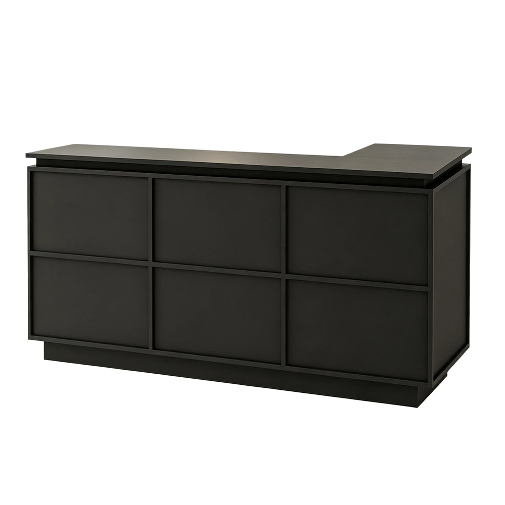 LIVARA 120/180cm L-Shaped Corner Reception Counter with Storage for Retail Store & Boutique - Black, Left Corner