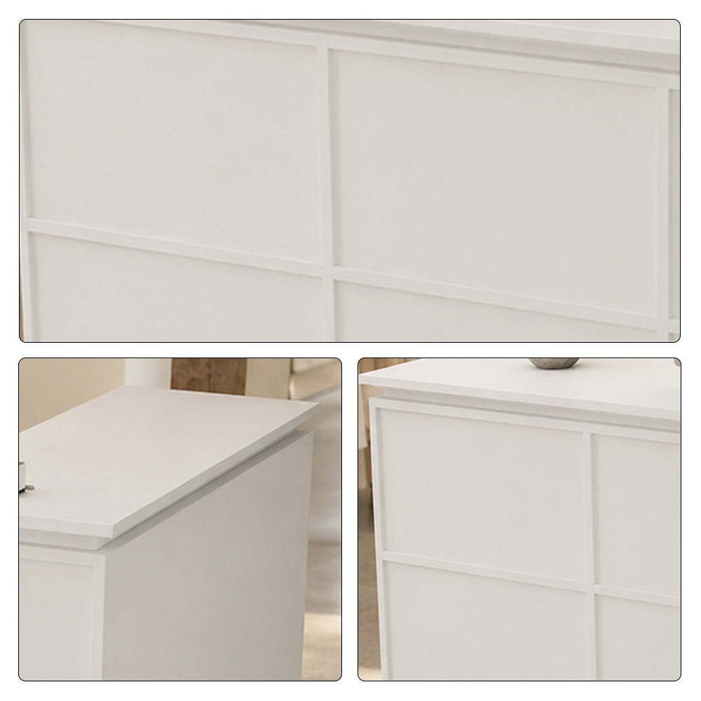 LIVARA 120/180cm L-Shaped Corner Reception Counter with Storage for Retail Store & Boutique - White, Left Corner