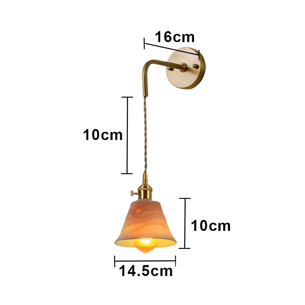 LIVARA Vintage Wall Light 40W Edison Bulb Layered Mountain Design Hanging Cord Brass Structure for Bedroom Hallway Living Room