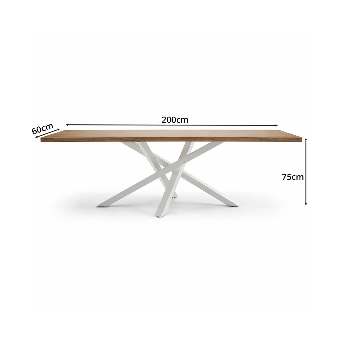 LIVARA Solid Wood Dining Table New Zealand Pine Top Sturdy Iron Frame for Dining Room Kitchen Office Meeting Space - Wood & White