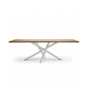 LIVARA Solid Wood Dining Table New Zealand Pine Top Sturdy Iron Frame for Dining Room Kitchen Office Meeting Space - Wood & White