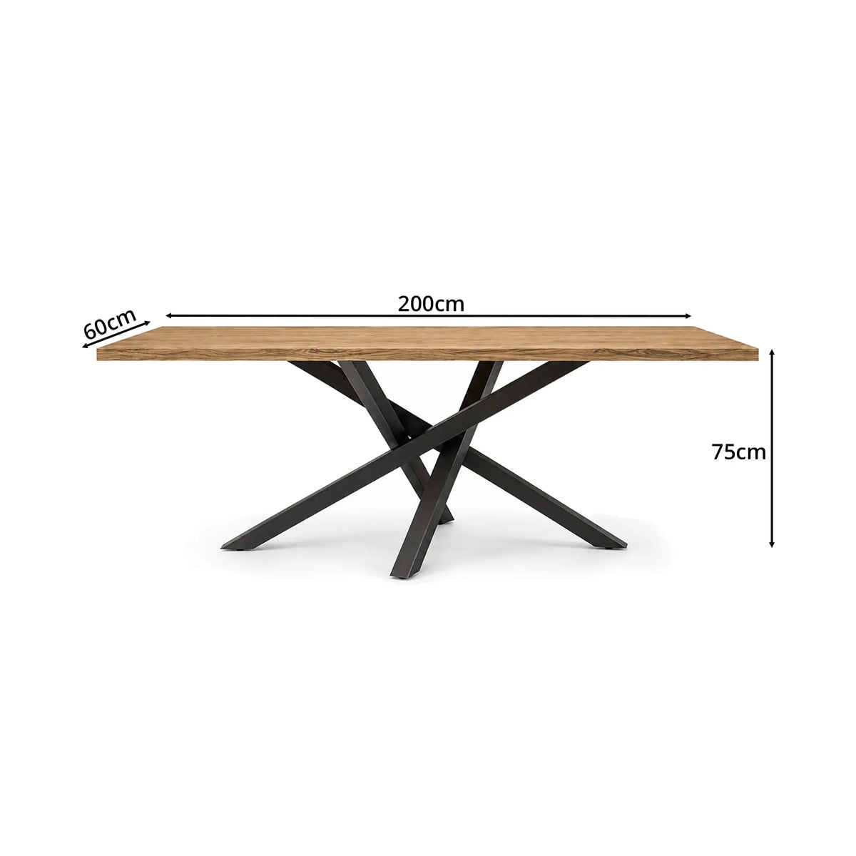 LIVARA Solid Wood Dining Table New Zealand Pine Top Sturdy Iron Frame for Dining Room Kitchen Office Meeting Space - Wood & Black