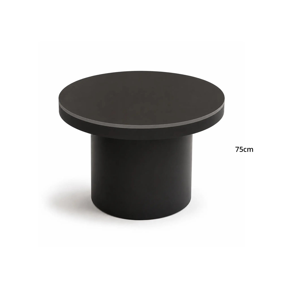LIVARA Round Rock Slab Coffee Table 11mm Heat Resistant Top Stable Iron Base for Living Room Lounge Apartment - Black