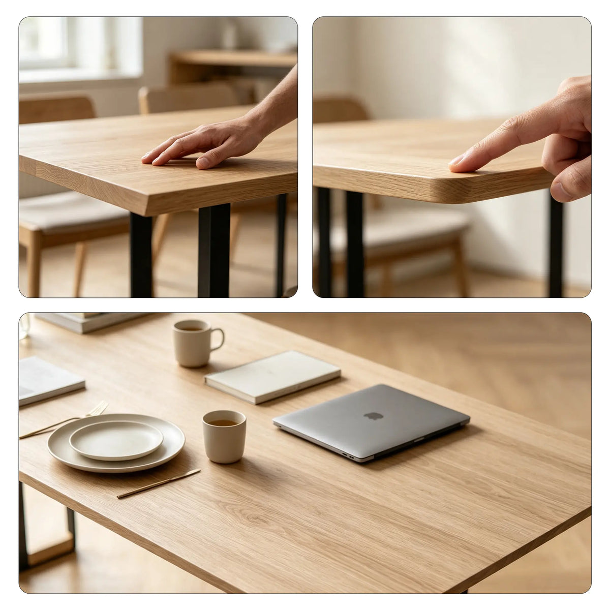 LIVARA 240cm Pine Wood Dining Table Natural Solid Wood Spacious Multi Person Table for Dining Room Meeting Room Office