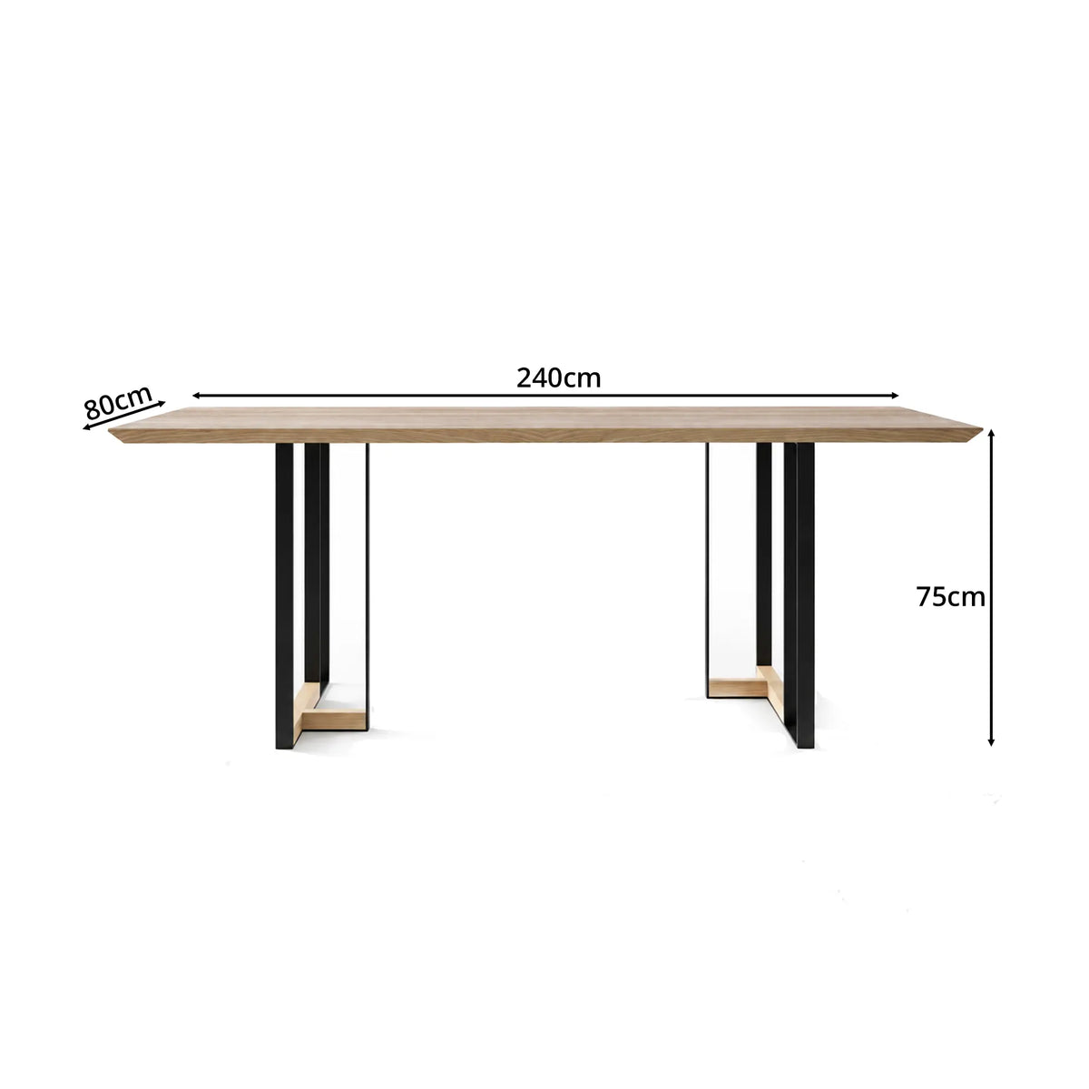 LIVARA 240cm Pine Wood Dining Table Natural Solid Wood Spacious Multi Person Table for Dining Room Meeting Room Office