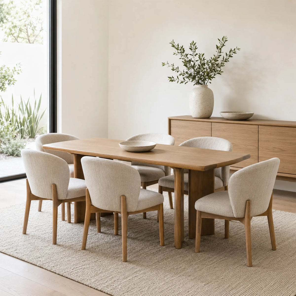 LIVARA 160/180/200cm Solid Wood Dining Table Nordic Minimalist Design Stable Support for Dining Room Kitchen Home Office