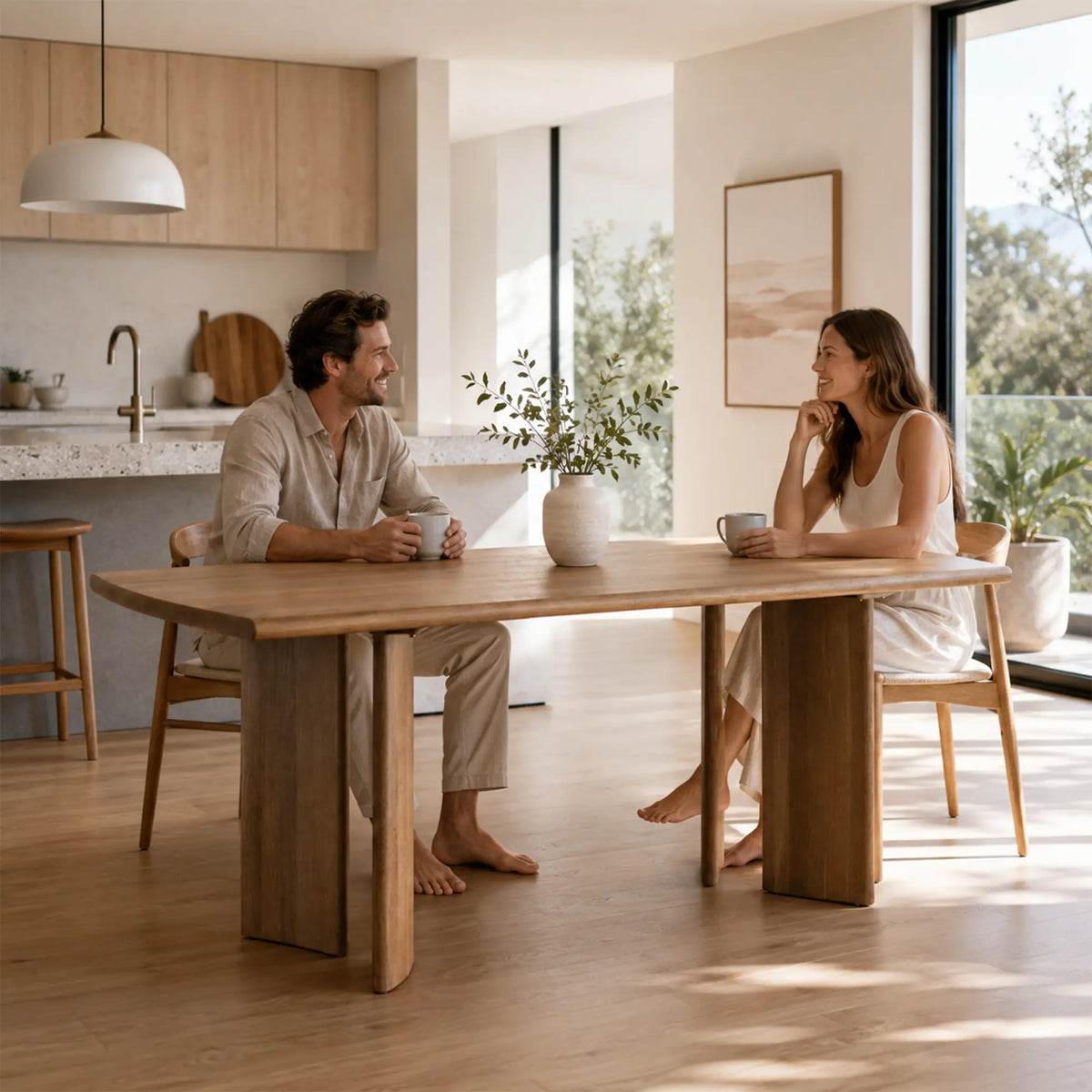 LIVARA 160/180/200cm Solid Wood Dining Table Nordic Minimalist Design Stable Support for Dining Room Kitchen Home Office